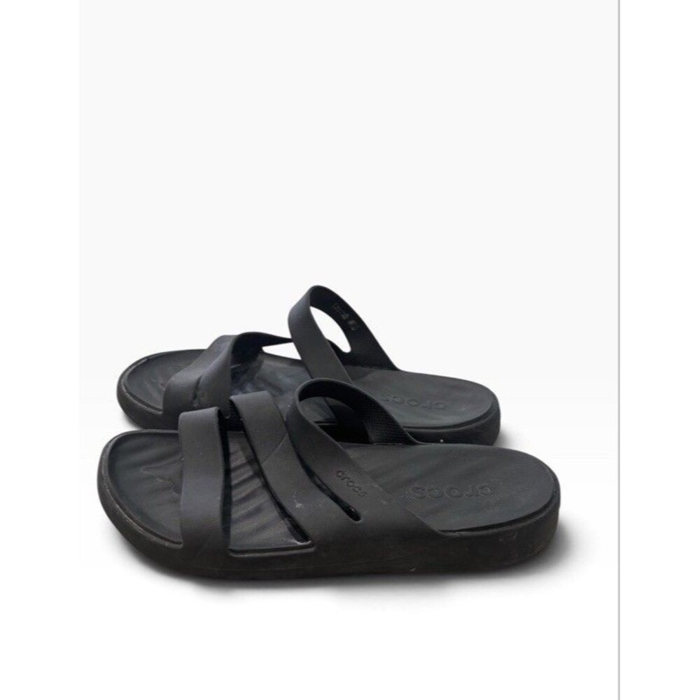 Crocs Getaway Strappy Sandals Women 11 Black Lightweight Comfort Slip On